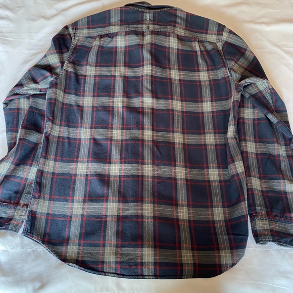 Banana Republic Men's Plaid Shirt - Navy and Red Luxe Flannel Slim Fir Size M - Picture 7 of 7